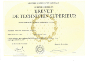 Diplôme du BTS de Gauthier Mespoulede