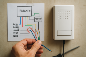 Schéma de câblage interphone Terraneo 5 fils en français : code couleur, branchement et astuces